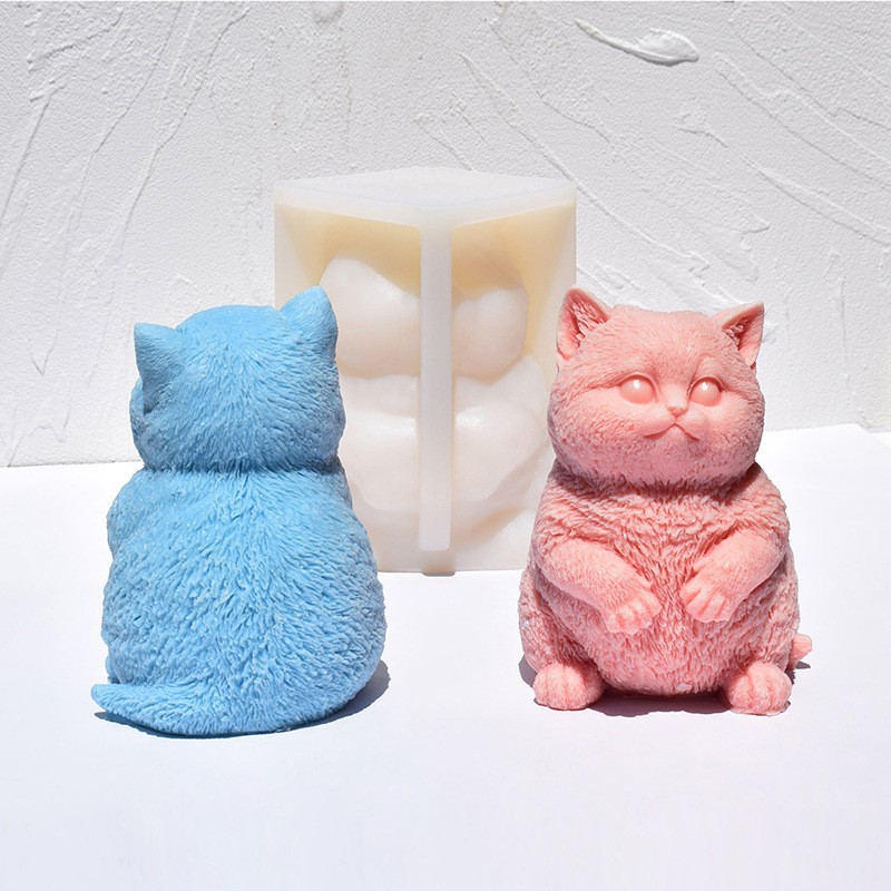 Soap Making Animal Fat - Cetakan Lilin Silikon Kucing Gemuk 3D,